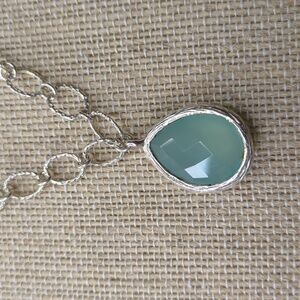 Sterling Silver Necklace with Faceted Chalcedony Pendant